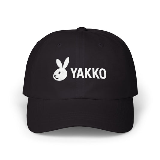 Gorra Clásica "YAKKO" Logo Conejo | Gorra Negra Unisex de Algodón | Estilo Urbano Minimalista | Ajustable y Moderna
