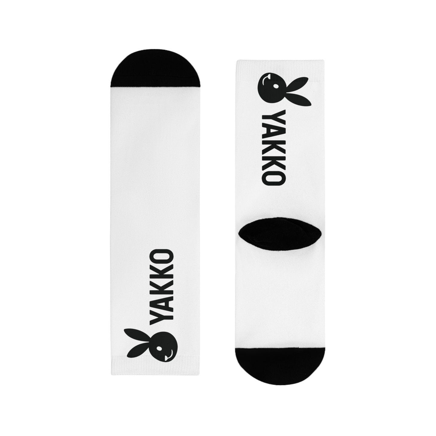 Calcetines "YAKKO" Logo Conejo | Medias Largas Unisex Blancas y Negras | Estilo Urbano Casual | Cómodos y Originales