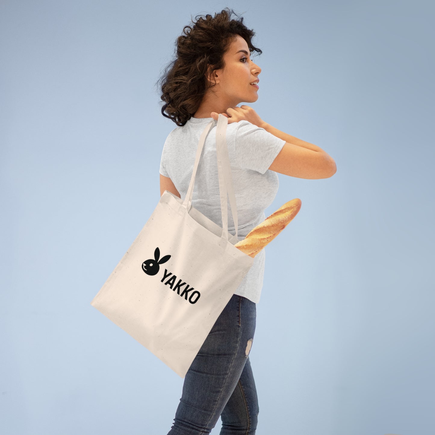 Tote Bag "YAKKO" Logo Minimalista | Bolso de Tela de Algodón Ecológico | Bolsa Reutilizable Natural | Estilo Urbano Versátil