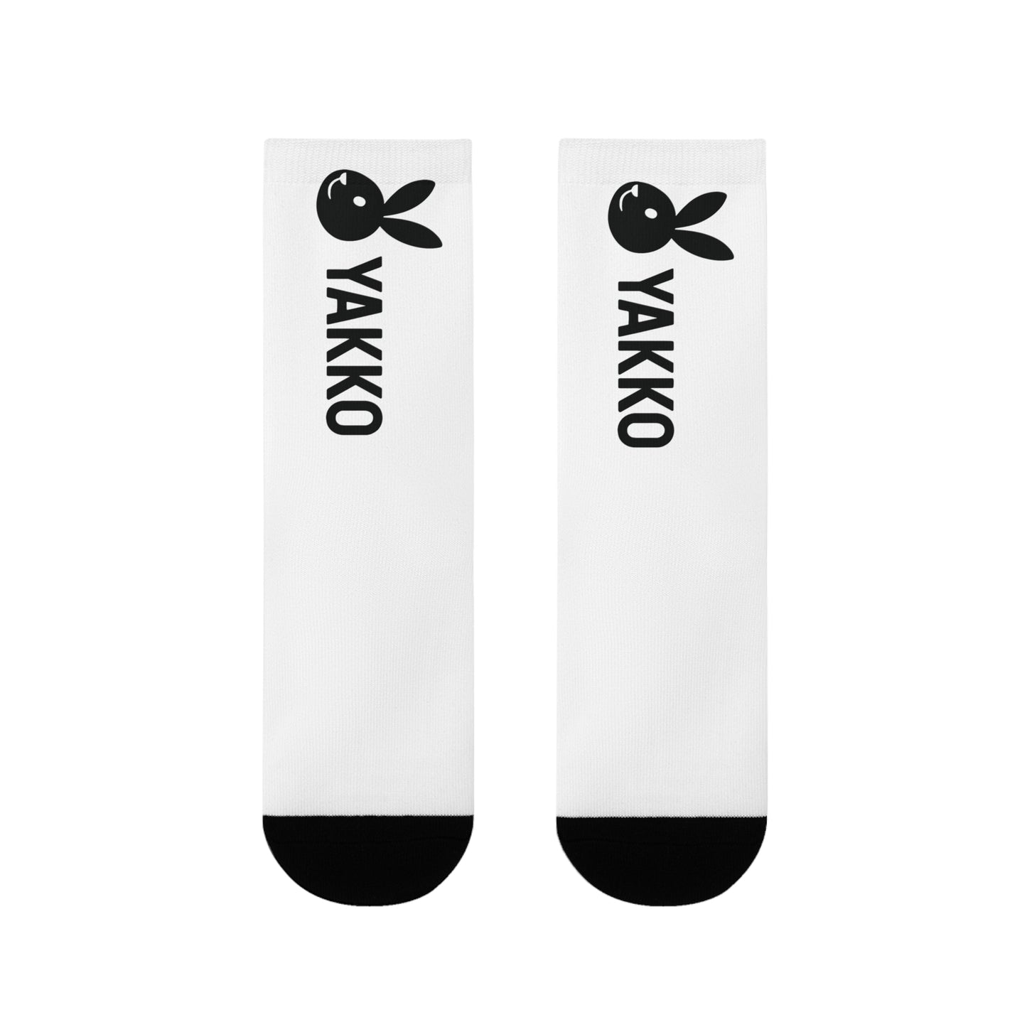 Calcetines "YAKKO" Logo Conejo | Medias Largas Unisex Blancas y Negras | Estilo Urbano Casual | Cómodos y Originales