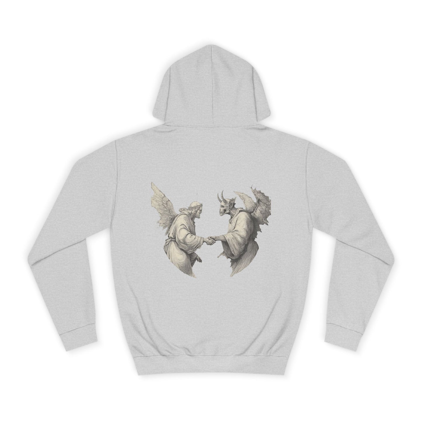 Sudadera "Pacto Celestial-Infernal" | Hoodie Ángel y Demonio Dándose la Mano | Equilibrio Dualidad | Arte Gótico Vintage