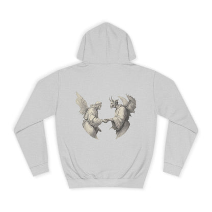 Sudadera "Pacto Celestial-Infernal" | Hoodie Ángel y Demonio Dándose la Mano | Equilibrio Dualidad | Arte Gótico Vintage