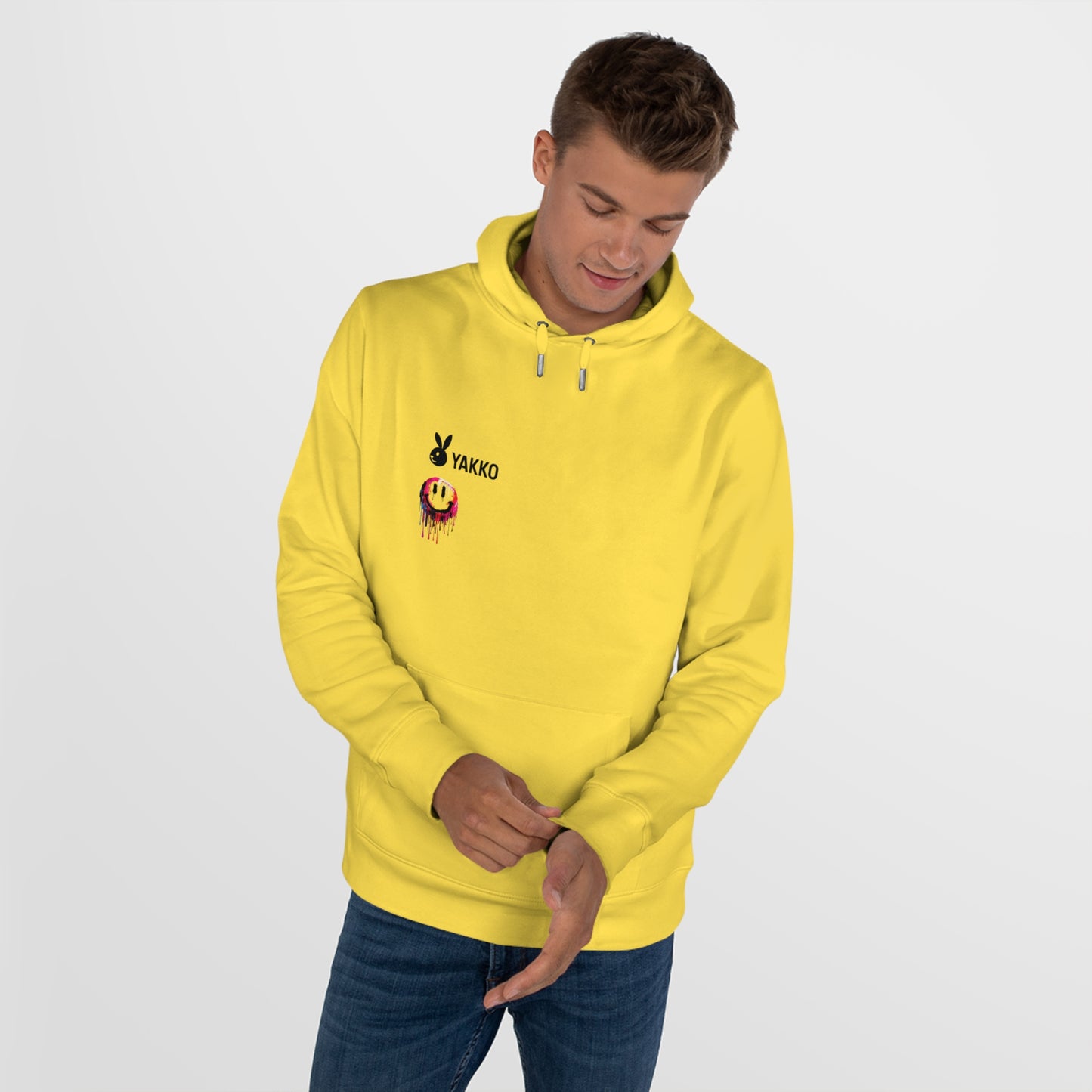 Sudadera Smiley Derretido | Hoodie Amarillo Estilo Streetwear | Arte Urbano | Goteo de Colores