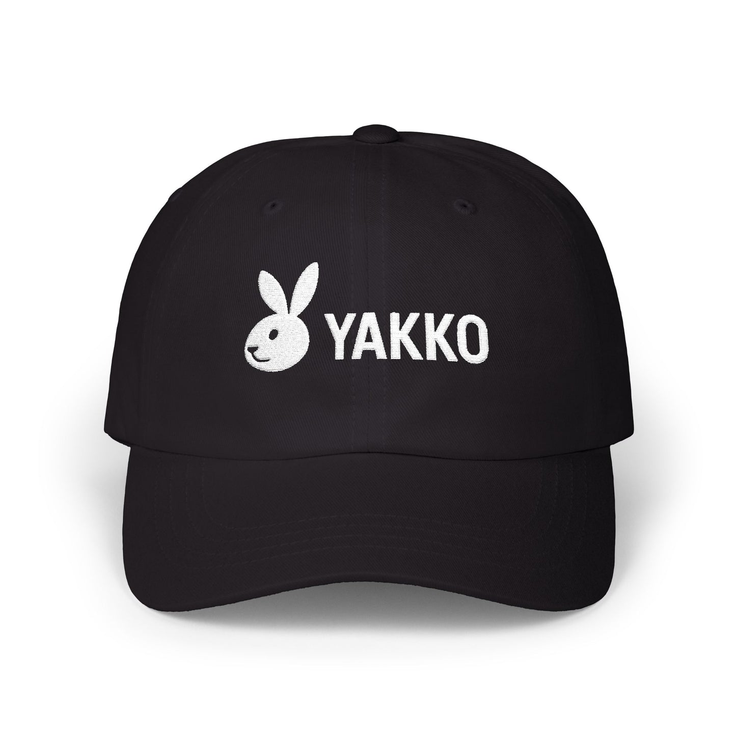 Gorra Clásica "YAKKO" Logo Conejo | Gorra Negra Unisex de Algodón | Estilo Urbano Minimalista | Ajustable y Moderna