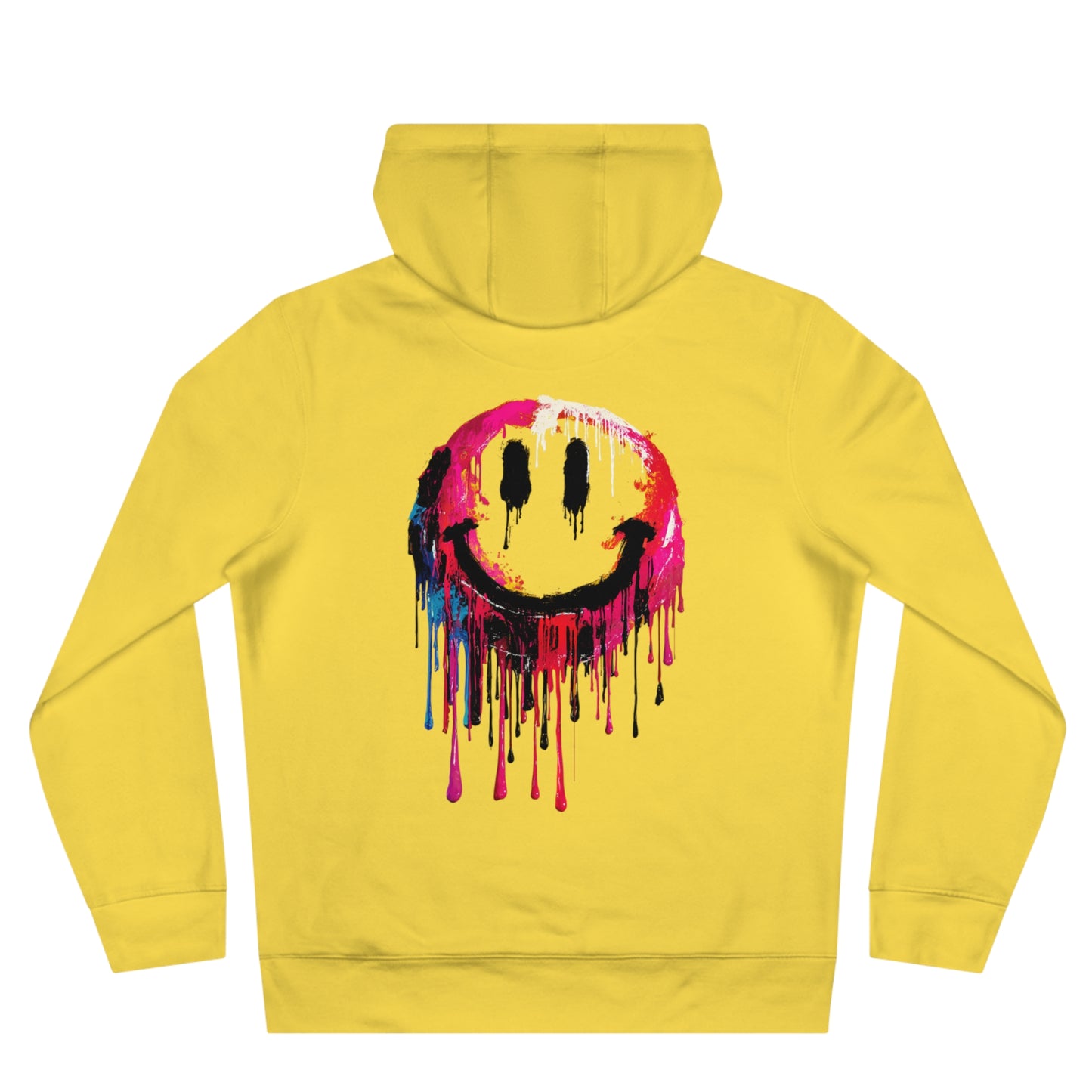 Sudadera Smiley Derretido | Hoodie Amarillo Estilo Streetwear | Arte Urbano | Goteo de Colores